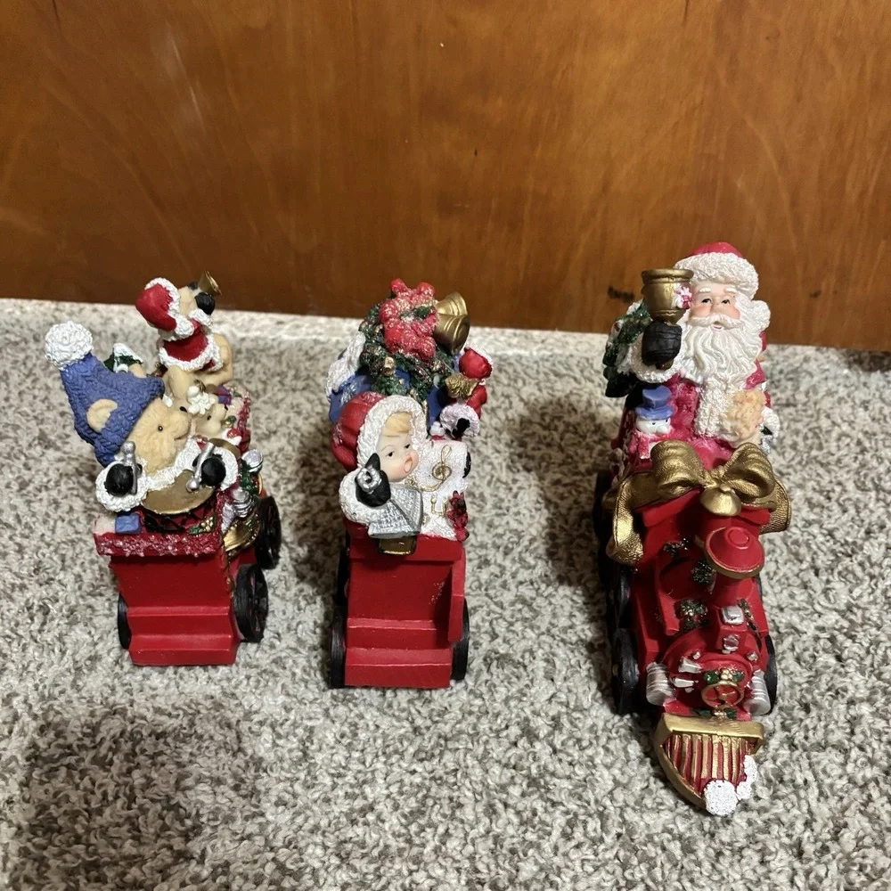 VTG Resin Christmas Train Set Santa Toys Children Presents Original Box